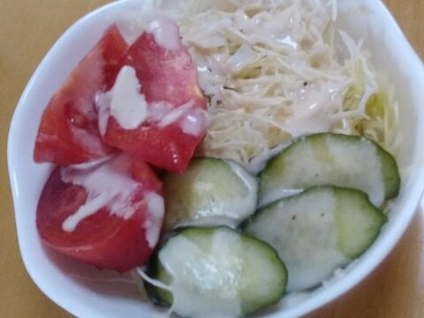 キャベツと胡瓜とトマトの手作りドレッシングサラダ